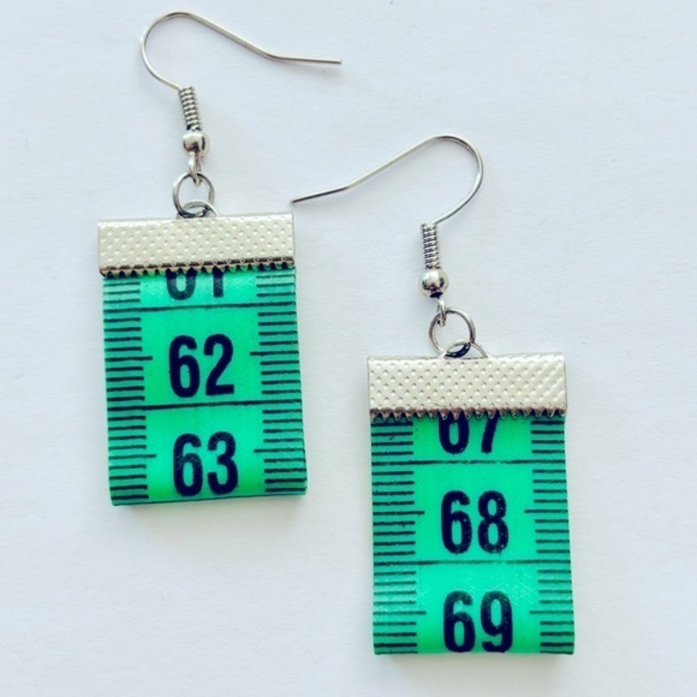 Upcycled Measuring Tape Earrings, NWT, Unworn
